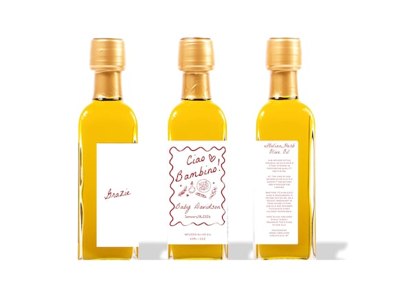 Ciao Bambino Theme Baby Shower | Italian Baby Shower Favor | Olive Oil Party Favor | Favors for Baby Shower | 60ml, 100ml, 200ml