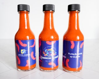 Corporate Branded Hot Sauce 2oz | Event Favor Hot Sauce | Spicing up our day favors | Hot Sauce | Spice Event Favor | Corporate Branding