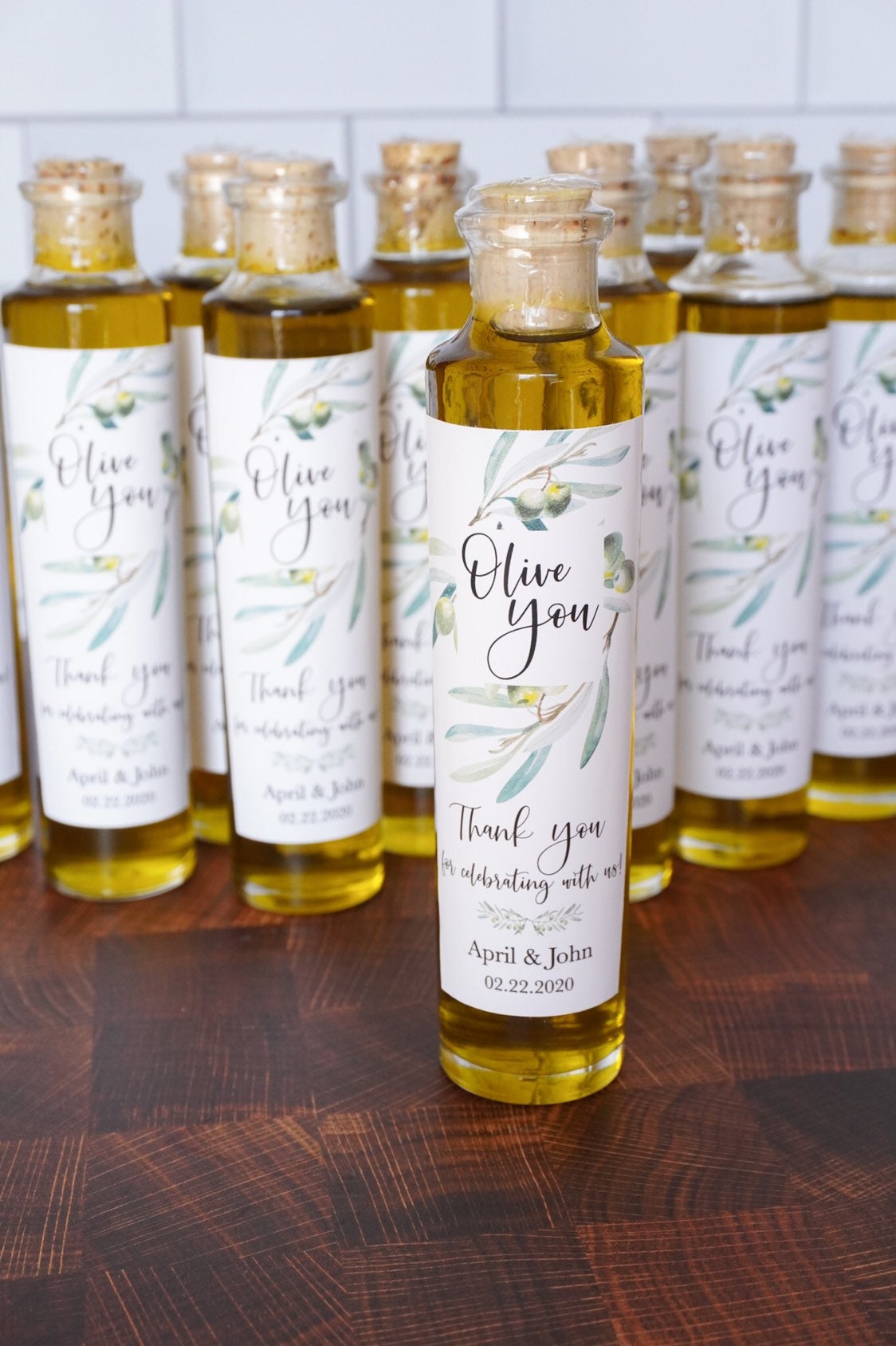 96 Italian Glass Love Olive Oil Bottle Bridal Wedding Favor in Tuscan Gift Box 