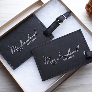 Luggage Tags Personalized Leather (Set of 2) | Custom Luggage Tag | Engagement Gift Couple Luggage Tags | Travel Gifts | Bridal Shower Gift
