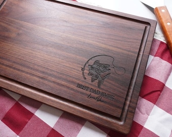 Father’s Day Gift | Fishing Cutting Board Carving Board | Engraved Cutting Board | BBQ Cutting Board | Dad Gift | Grooms Gift