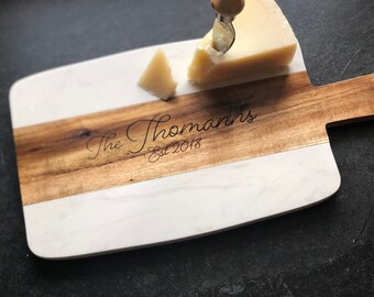 Personalized Marble Cheese Board | Engagement Gift Cheese & Serving Board | Engagement Cheese Board | House Warming Gift