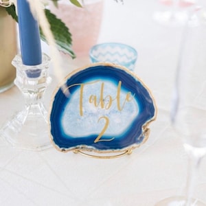 Brazilian Agate Table Numbers | Gift & Card Table Signs | Agate Escort Cards | Geometric Place Cards