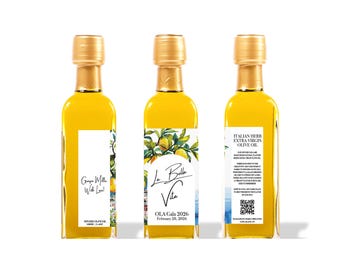 Upominek na wieczór panieński z oliwą z oliwek La Bella Vita Amalfi | Upominek ślubny z oliwą z oliwek | Włoski upominek ślubny | Upominek na wydarzenie z oliwą z oliwek i cytryną