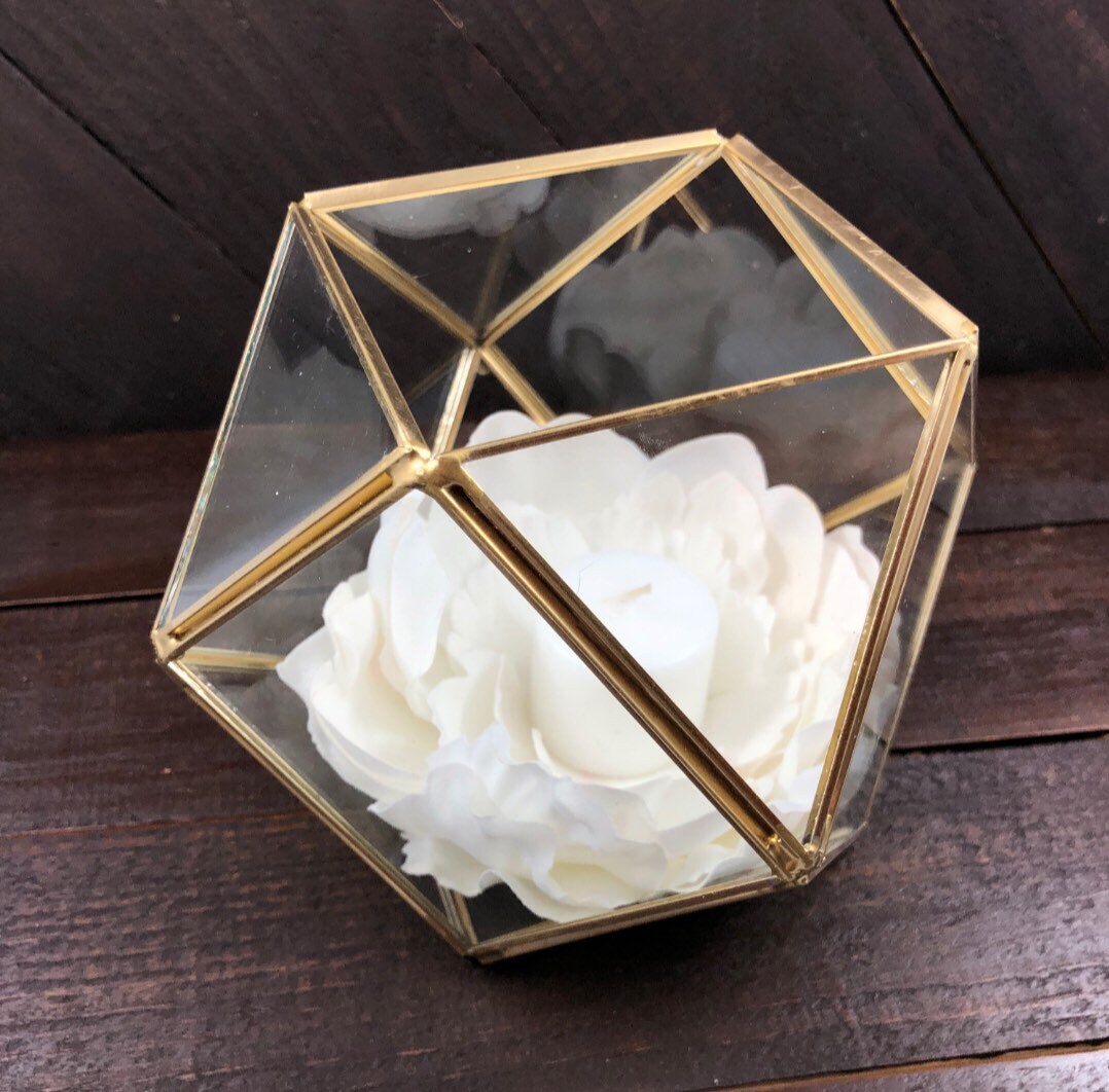 Gold Terrarium Glass Candle Holder Rose Gold Terrarium Etsy