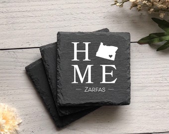 House Warming Gift Custom Slate Coaster | Personalized Slate Coasters | Custom Wedding Coasters | Real Estate Closing| Housewarming Gifts