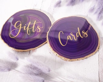 Placa de Ágata Brasileira | Placas de Mesa para Presentes e Cartões | Cartões de Acompanhantes de Ágata | Cartões de Lugar Geométricos