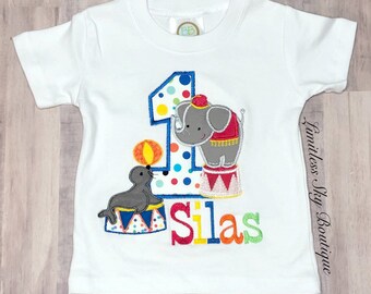 Circus Birthday Appliqué shirt, 1st Birthday