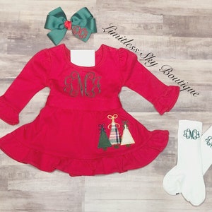 Christmas Dress-monogrammed dress-Appliqué dress