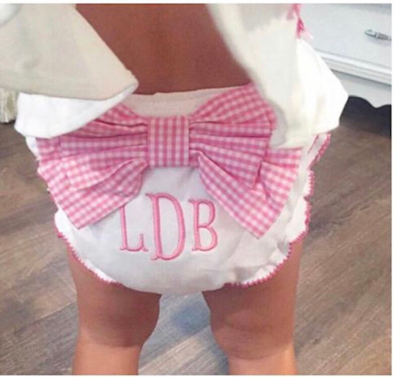Gingham Bow Diaper Covermonogram Etsy