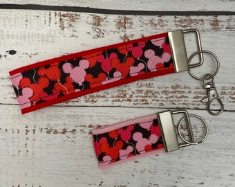 Mickey Minnie Balloon / Disney Wristlet / festival gift card holder, Mini Fob, Wrist Lanyard Keychain