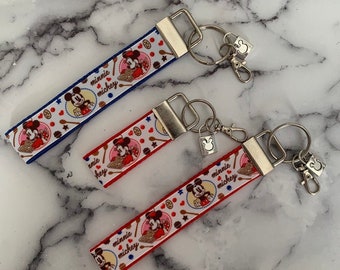 Mickey & Minnie baker, Chef, Disney Keyfob, Magical Mini Fob, Wrist Lanyard Keychain