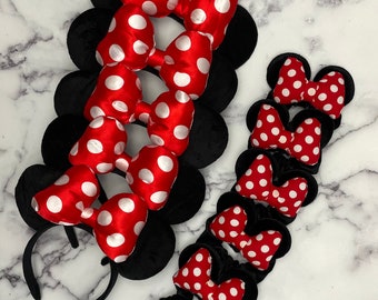 All About the Dots Minnie Ears and Scrunchie, Disney Theme Ears for Kids and Adults, Mommy n Me Combo