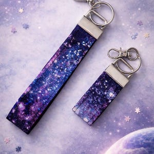 Galaxy Key Fob Wristlet, Nebula Fabric Keychain Strap, Cosmic Space Holder