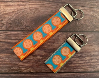 Spaceship Earth, Grand and Miraculous EPCOT NYLON WEBBING Keyfob, Magical Mini Fob, Wrist Lanyard Keychain