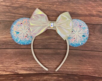 Elsa themed, Frozen, Minnie Ears, Disney Theme Ears for Kids and Adults,