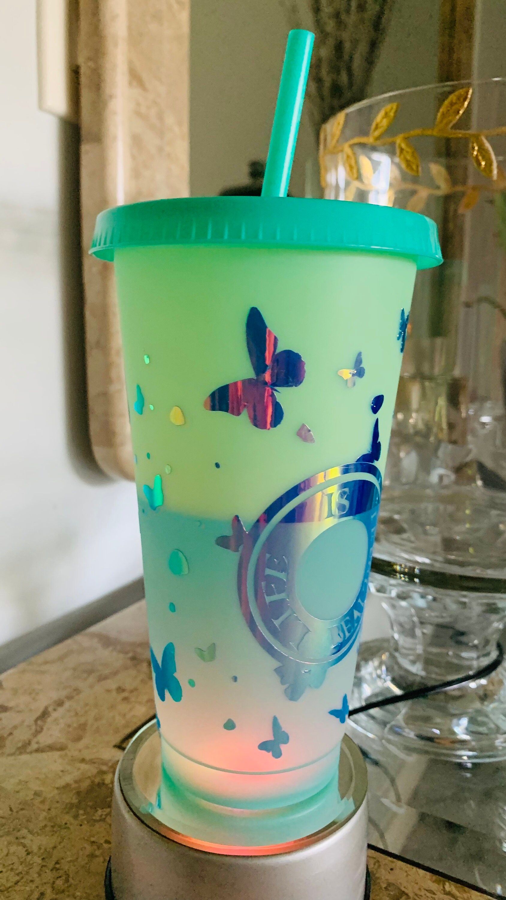 Personalized Cup with straw Etsy