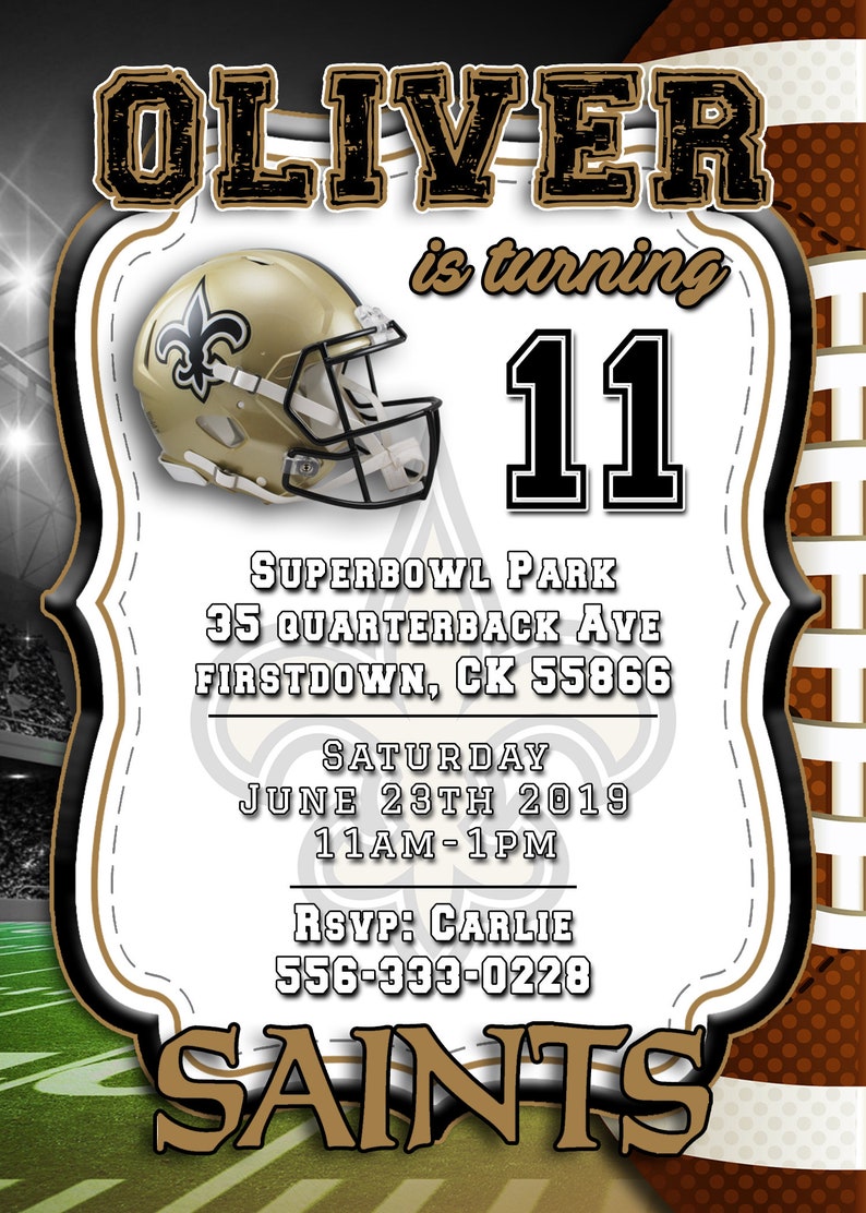 New Orleans Saints Gridiron Birthday Invitation | Etsy