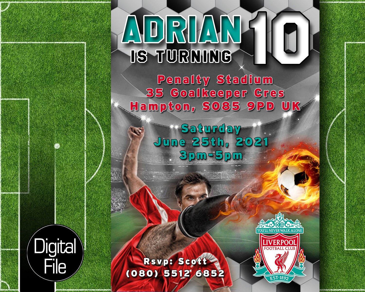 Liverpool FC Soccer Football Birthday Invitation Etsy