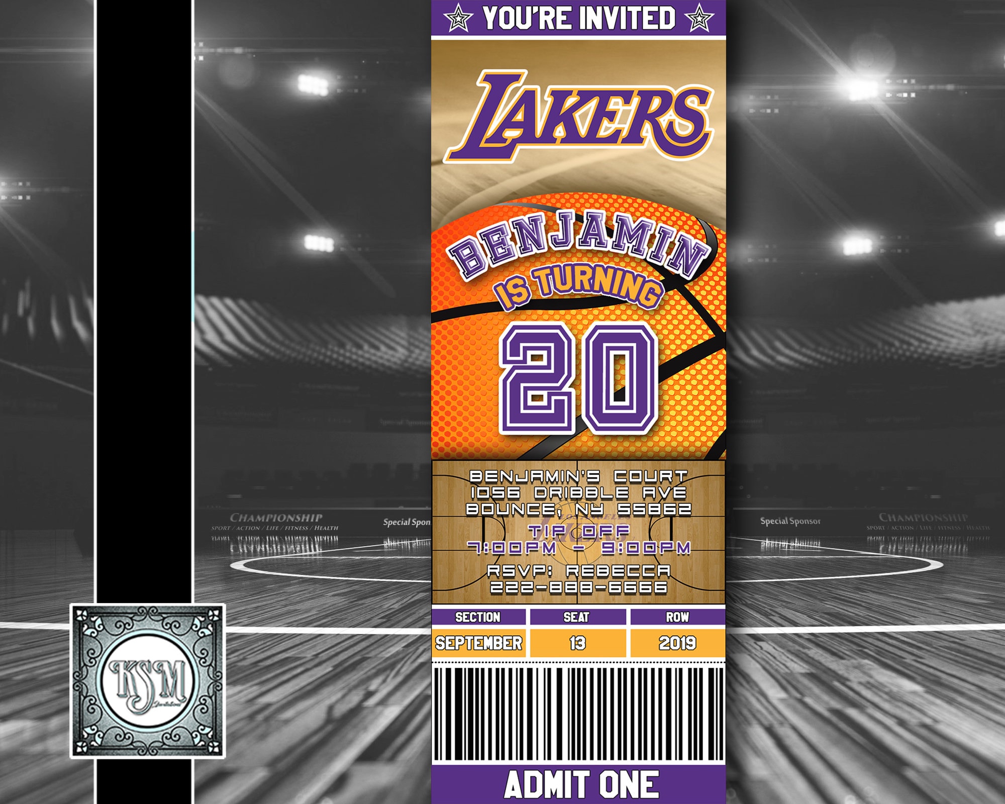 la lakers ticket style basketball birthday invitation etsy uk