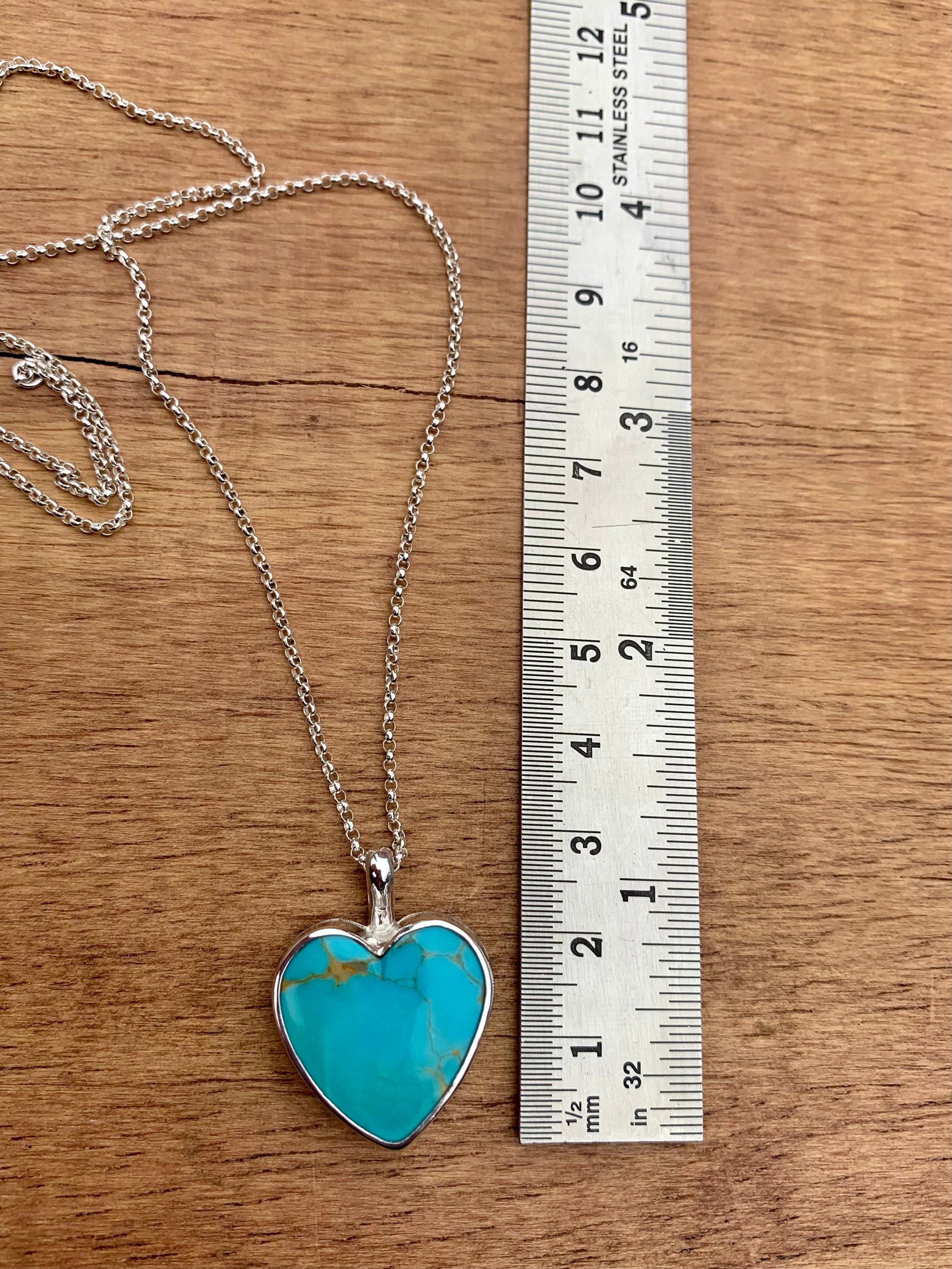 Sterling Silver Turquoise Heart Necklace Etsy