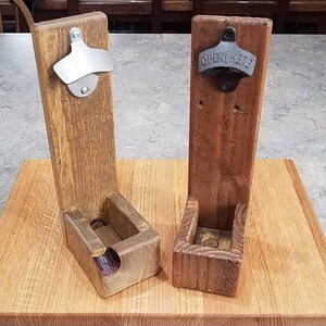 Two Pallet Wood Bottle Openers with Metal Cap Remover