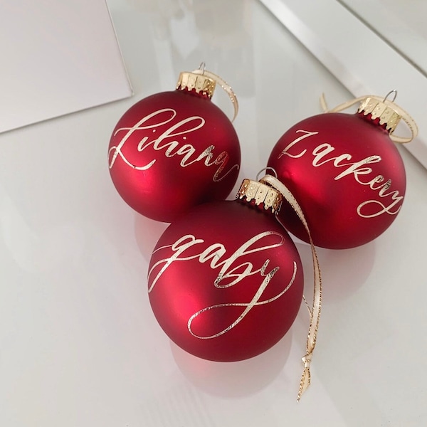 Custom Name Calligraphy Ornament - With Gift Box - Christmas Ornaments - Hand Lettered Ornament - Personalized Christmas