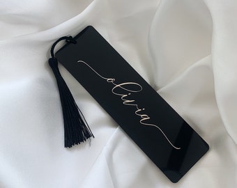 Personalized Bookmarks - Black Acrylic Bookmark  - Calligraphy - Personalized Name - Name Bookmarks - Bookworm - Reading Gifts