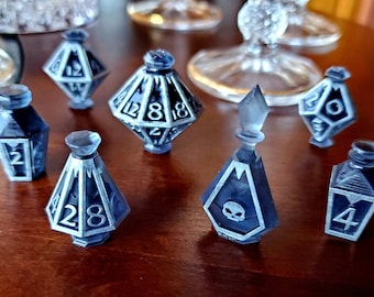 Art Deco Potion Dice - Smoky Black