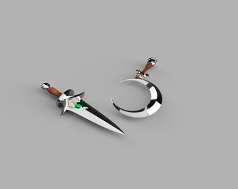 STL file Hades 2 Melinoe dagger and a crescent-shaped scythe