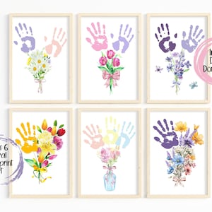 Blumen Handabdruck Art Bundle, Handabdruck Geburtstagsgeschenk für Mama, Geschenk für Muttertag, Geschenk für Oma von Kinder, Baby, Kleinkind, Vorschule DIY