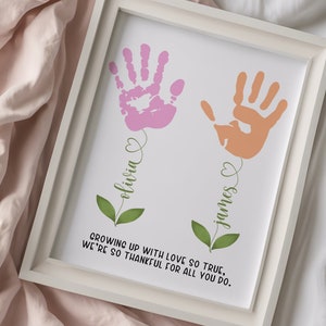 Personalisierte digitale druckbare Handabdruck Blumenkunst, Geburtstage, Muttertag, Oma, Baby Andenken DIY, benutzerdefinierte Handwerk Geschenk für Mama