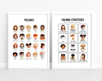 Visual Feelings Poster, Calming Corner, Emotions Chart, Montessori, Classroom decor, Playroom Decor, ADHD, Neurodiverse, Autism, Homeschool