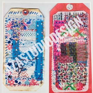 Digital Slow Stitch Embroidery Tags: Printable Journal Ephemera (PDF)