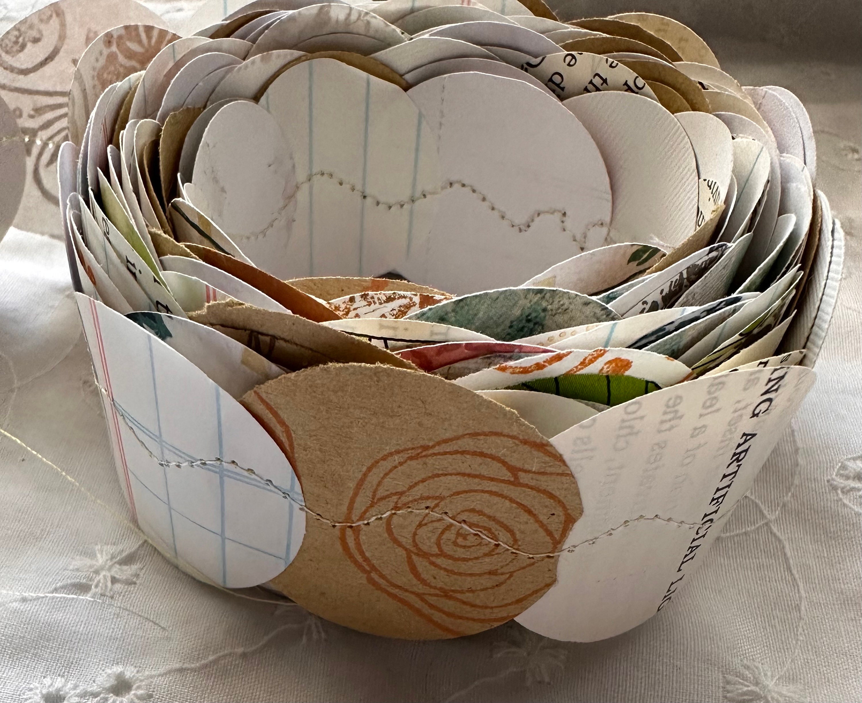 Hand Stitched Paper Circle Ruffles: Mixed Media Junk Journal Supply - Etsy