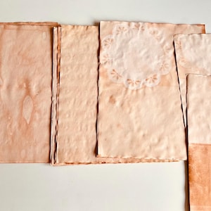 Avocado Dyed Junk Journal Pages: Handmade Papercraft (10 Pages)
