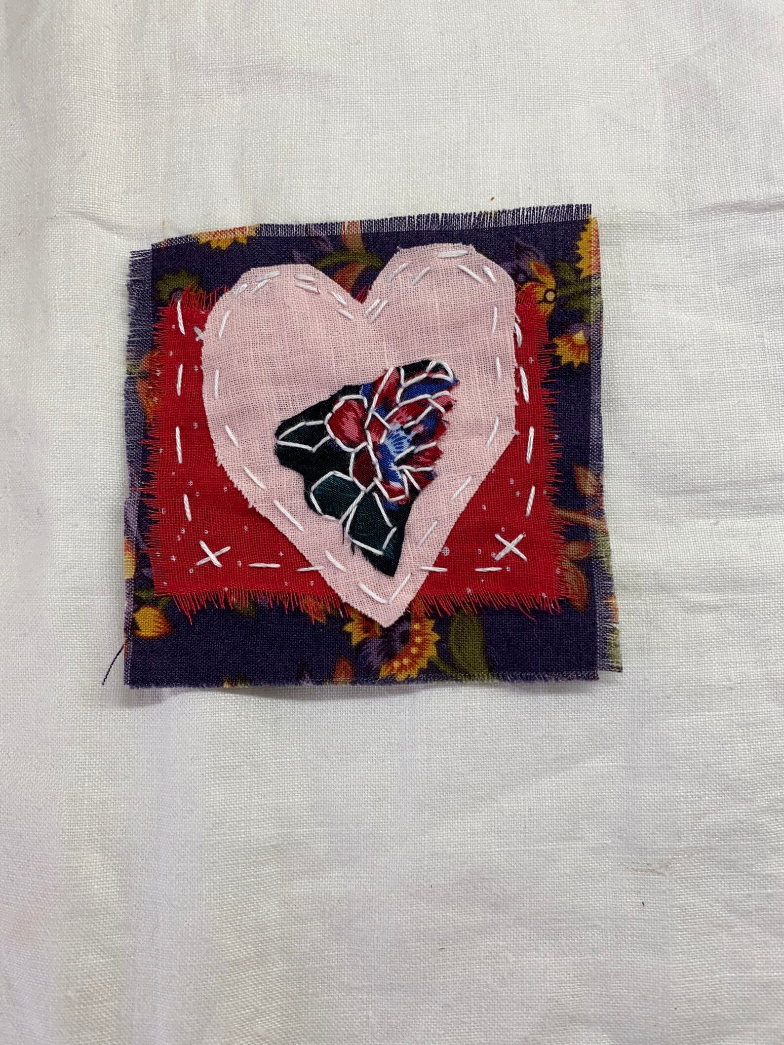 Mothers Day Heart Slow Stitching Hearts Stitched Embroidery Etsy