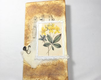 handmade Traveler's Notebook insert/refill sweet yellow flower/distress cover