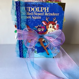 Rudolph the Red nose rain deer, Christmas junk journal, Little Golden book junk journal, Little Golden Book Christmas journal