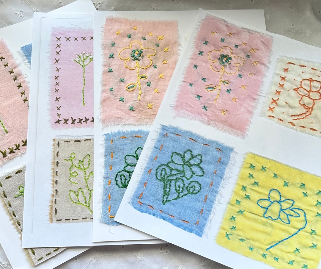 Flower Slow Stitching Fabric Paper Printable Ephemera (PDF Download