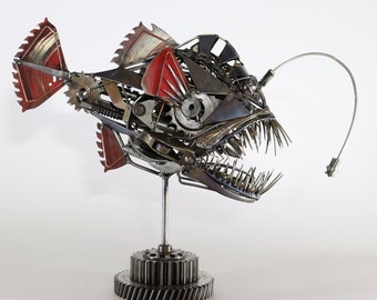 Angry Angler, Scrap Metal Sculpture