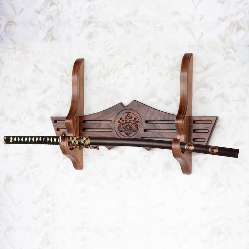 Wooden Japanese sword stand One sword wall rack Katana custom Etsy