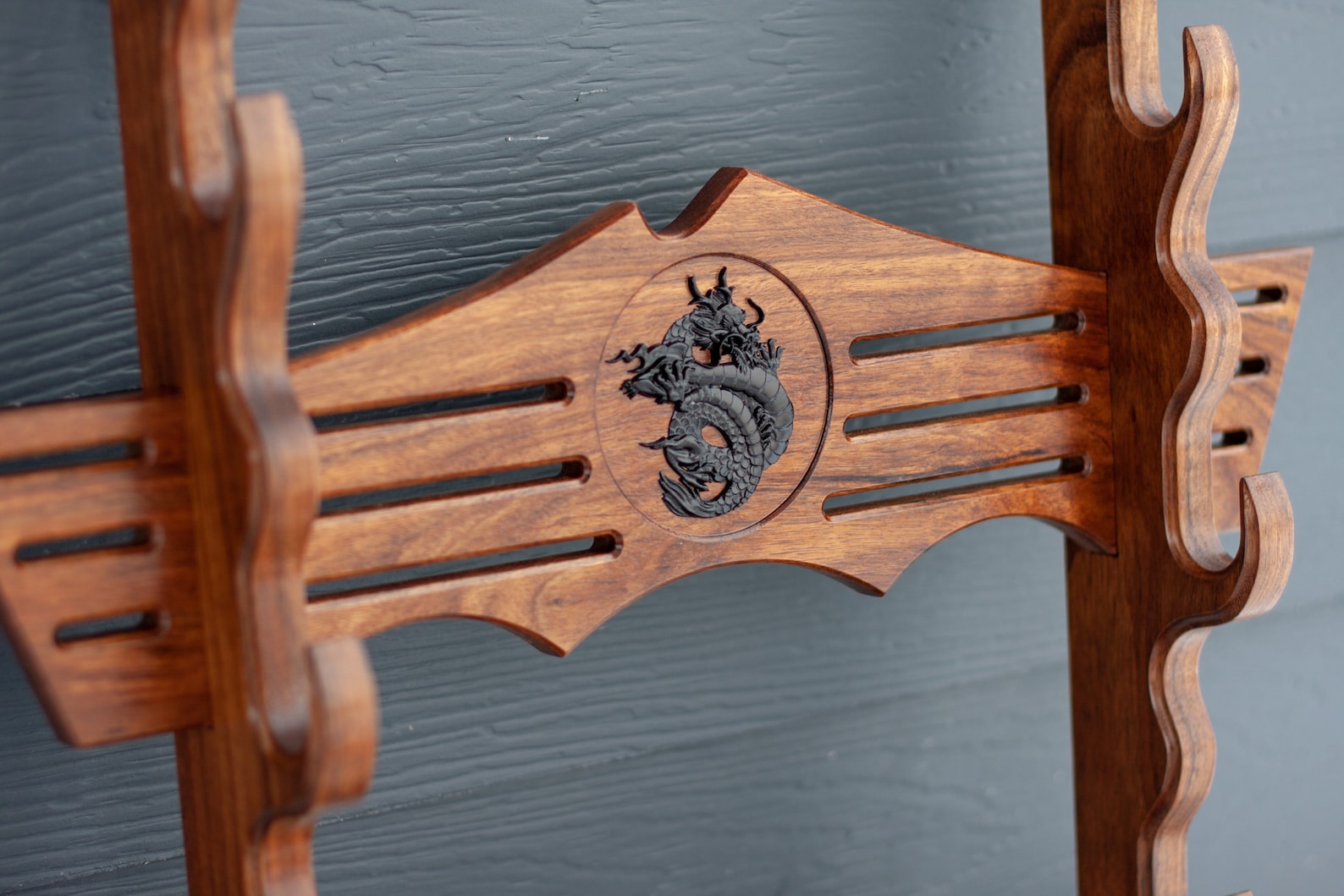 Wooden Japanese sword stand Triple sword wall mount Katana Etsy