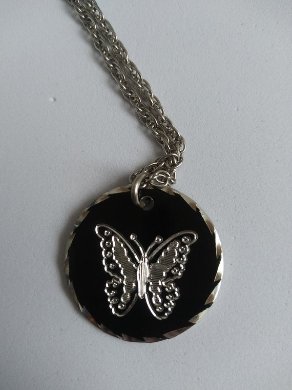 y2k Butterfly Necklace Genuine Pewter Gem