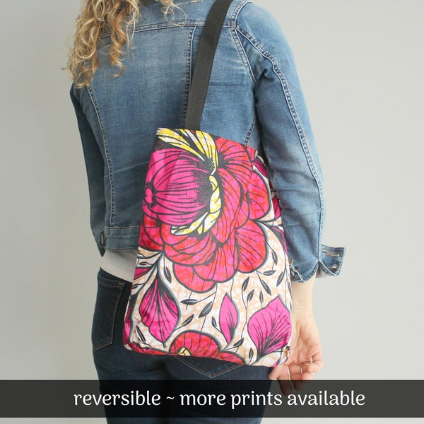 Market Bag ~ Reusable Grocery Shopping Bag ~ Fair Trade Tote ~ Shoulder Bag ~ Gift for Book Lovers ~ Reversible ~ Washable ~ Gift for Her