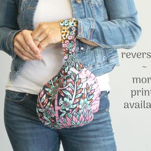 Sac Knot Bag ~ Sac à main Knot Bag ~ 100 % coton ~ Porte-monnaie réversible équitable ~ Sac Knot Bag Japon ~ Sac avec nœuds ~ Petit sac pour femme