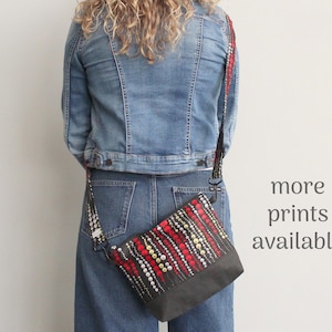 Sac à main à bandoulière issu du commerce équitable ~ Sac à bandoulière en toile avec motif ~ Sac à main avec fermeture à glissière ~ Sac à main de style bohème ~ Sac à main pour femme ~ Petit sac de tous les jours