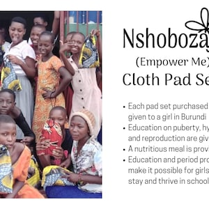 Cloth Pad Set ~ Menstrual Pad Set ~ Period Wear ~ Reusable ~  Pad Starter Set for Girls in Burundi ~ Donation to Provide Period Set to Girls