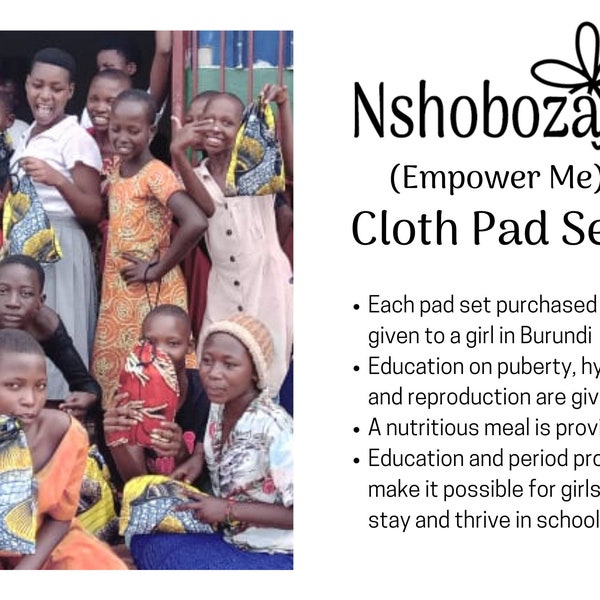Cloth Pad Set ~ Menstrual Pad Set ~ Period Wear ~ Reusable ~  Pad Starter Set for Girls in Burundi ~ Donation to Provide Period Set to Girls