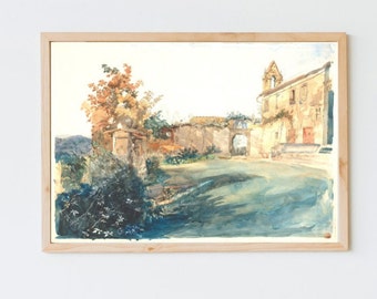Vintage Watercolor Scene Print, Digital Download, Wall Art, PRINTABLE